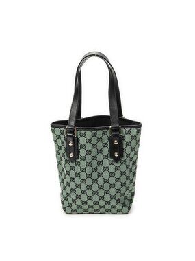 Gucci Small Tall Tote Green Black GG Canvas